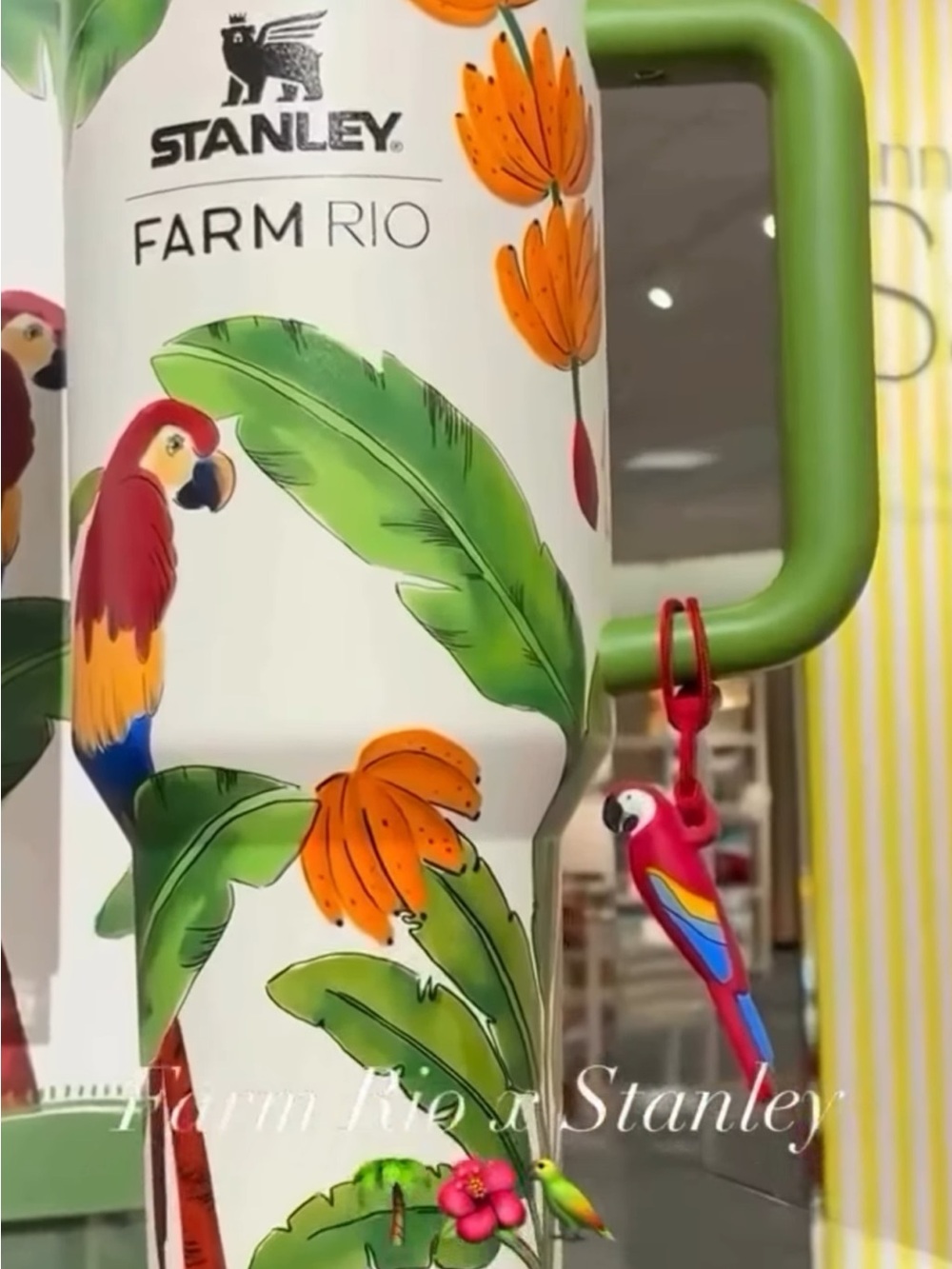 🏝️🦜40oz Stanley Farm Rio Tropical Parrot Tumbler - Green, White, Red, Blue 40oz